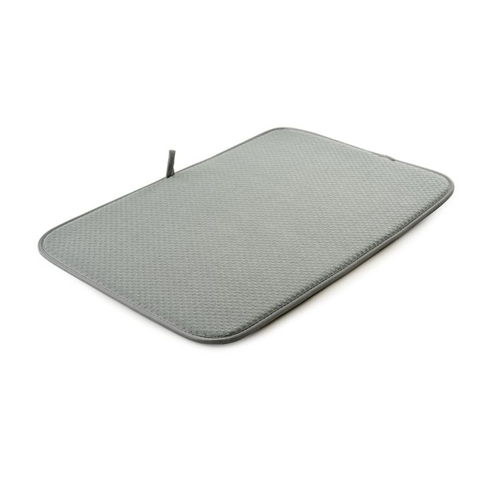 Dishwashing Tools: Microfiber Dish Drying Mat, Gray, 18 x 12