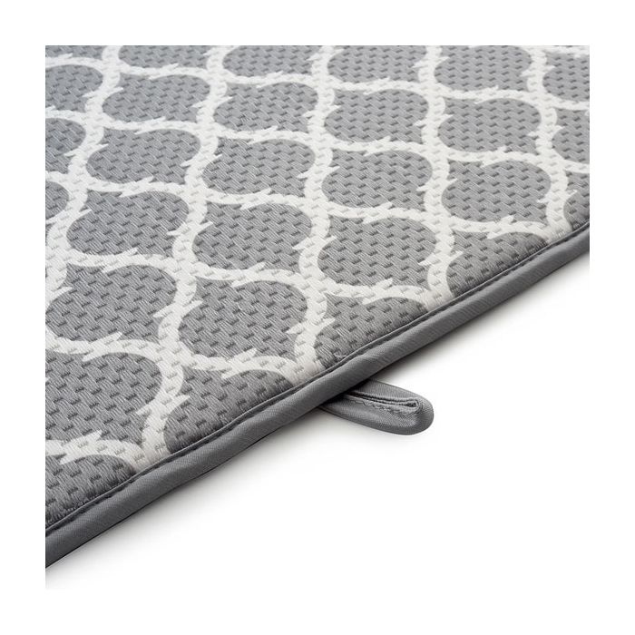 Dishwashing Tools: Microfiber Dish Drying Mat, Gray Trellis, 18 x 16